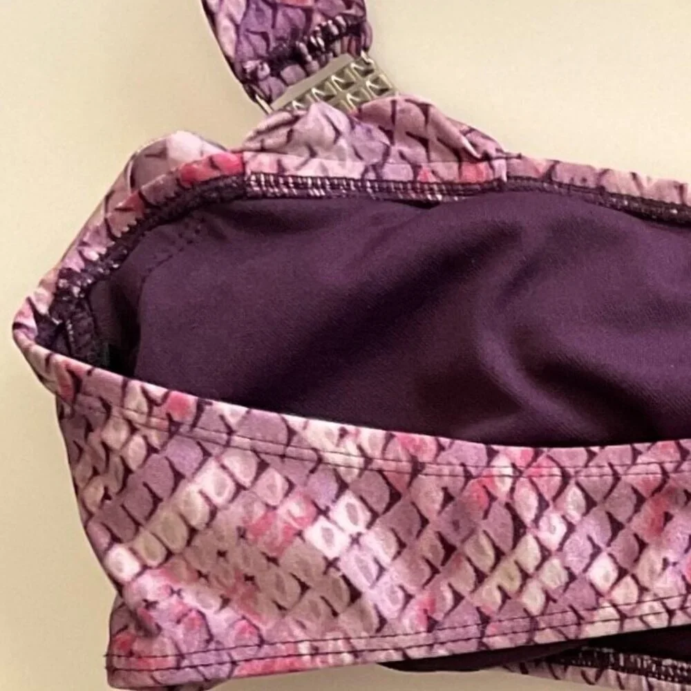 ATTENTION PURPLE SWIM SKIRT AND ONE SHOULDER TOP SWIMSUIT (Flaw)
